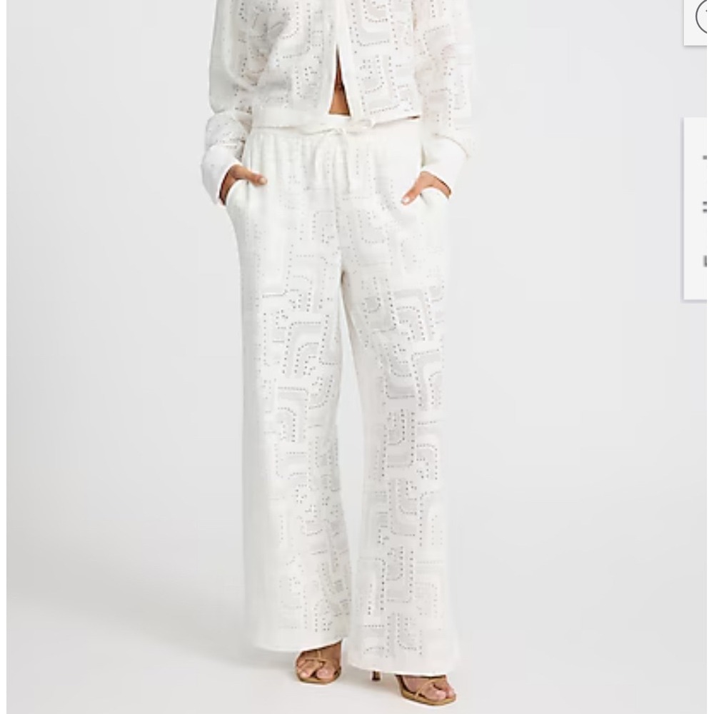 Express White Eyelet Wide-Leg Pants